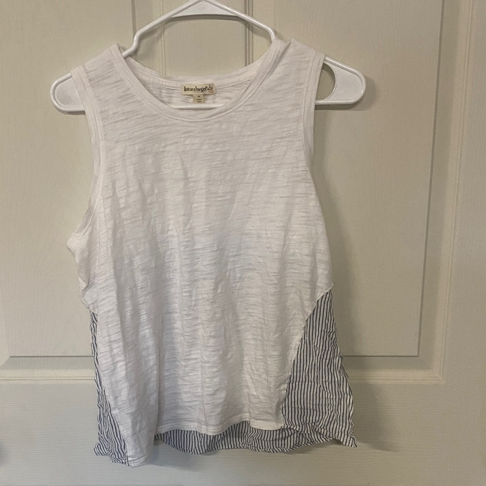Anthropologie White and Blue Tank Top